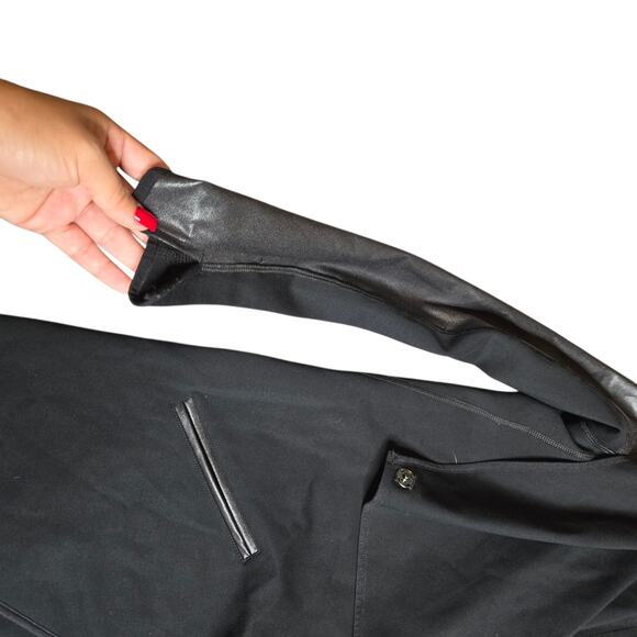Spanx Black Drape Front Faux Leather Jacket Size: XS - Picture 4 of 7